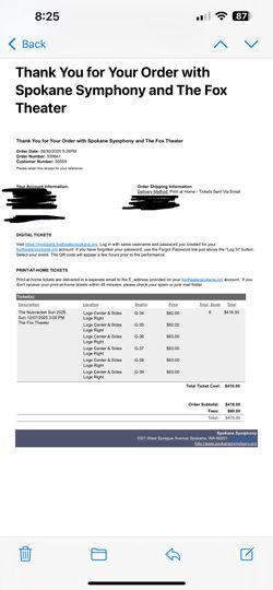 Nutcracker Tickets (7 Tickets) For Sunday Dec 7th @ 3pm