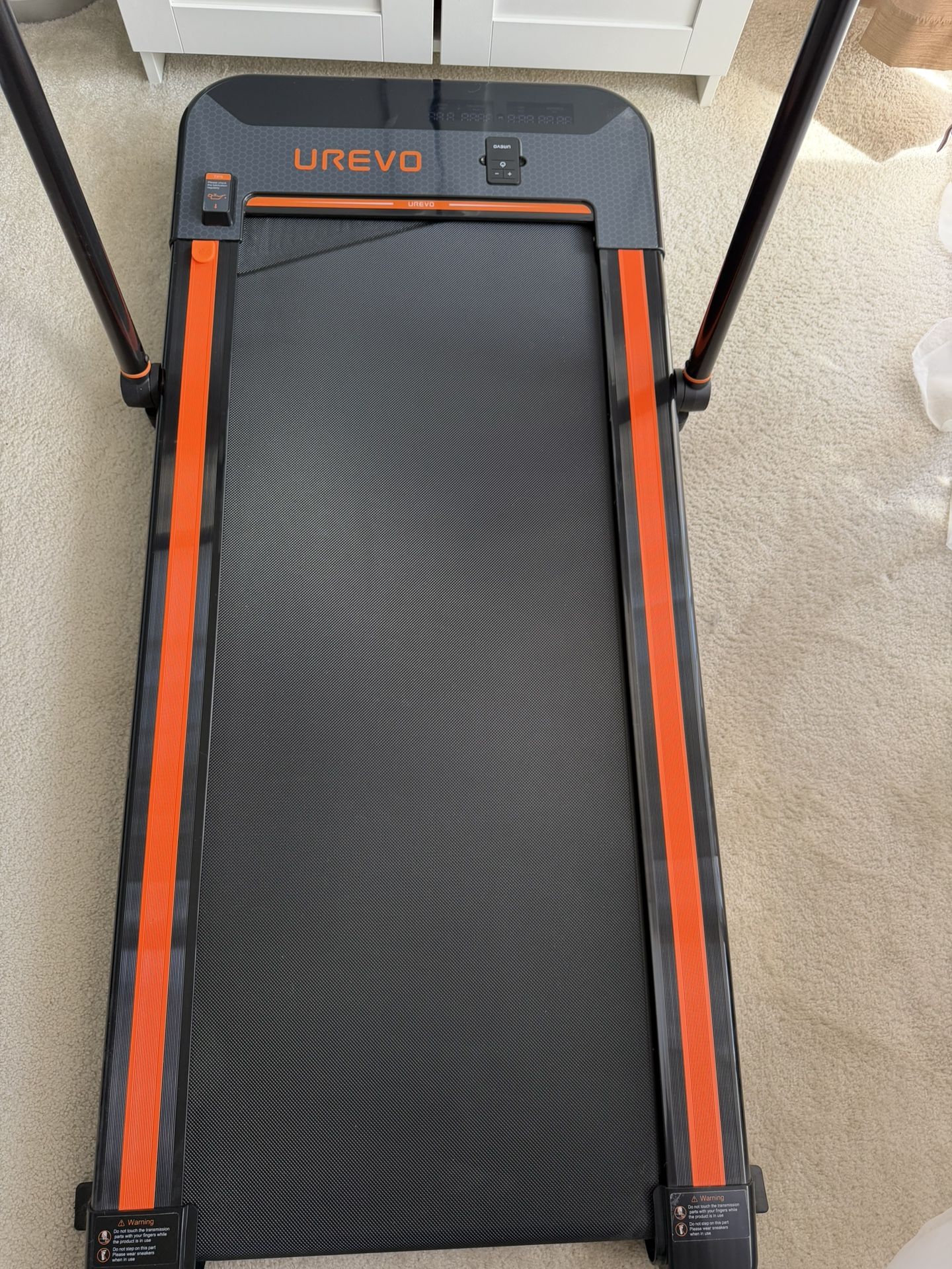 UREVO Strol Smart Walking Pad Treadmill, Folding Treadmill, Compact Treadmills for Home with Safety Handle, Dual LED Display, Walking or Running Pad f