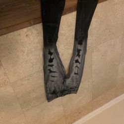 STACKED BLACK AND GREY JEANS