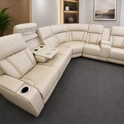 Leather Sectional Sofa with Recliners