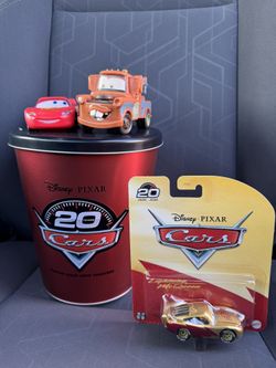 BUNDLE: Disney Pixar Cars 20th Anniversary Popcorn Bucket & 20th Anniversary Gold Lightning McQueen