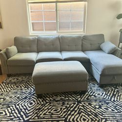 L-Couch With Reversible Ottoman