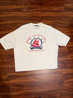 ASOS Medium oversized t-shirt in white with yacht front print Pacific Nautical Soul Graphic