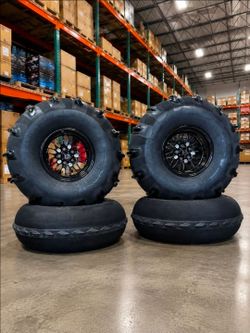 35" 5 Lug Rzr Sandcraft Sand Paddle Tires with Hostile Forged Black Wheels