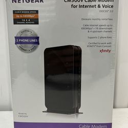 NETGEAR CM500V Cable Modem Internet & Voice DOCSIS 3.0 Xfinity Comcast NEW