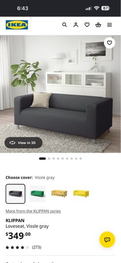 IKEA Black Fabric Three -Seater Sofa