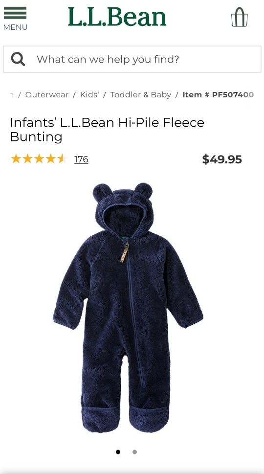 Fleece Winter Onsie - L.L. Bean 3-6 mo