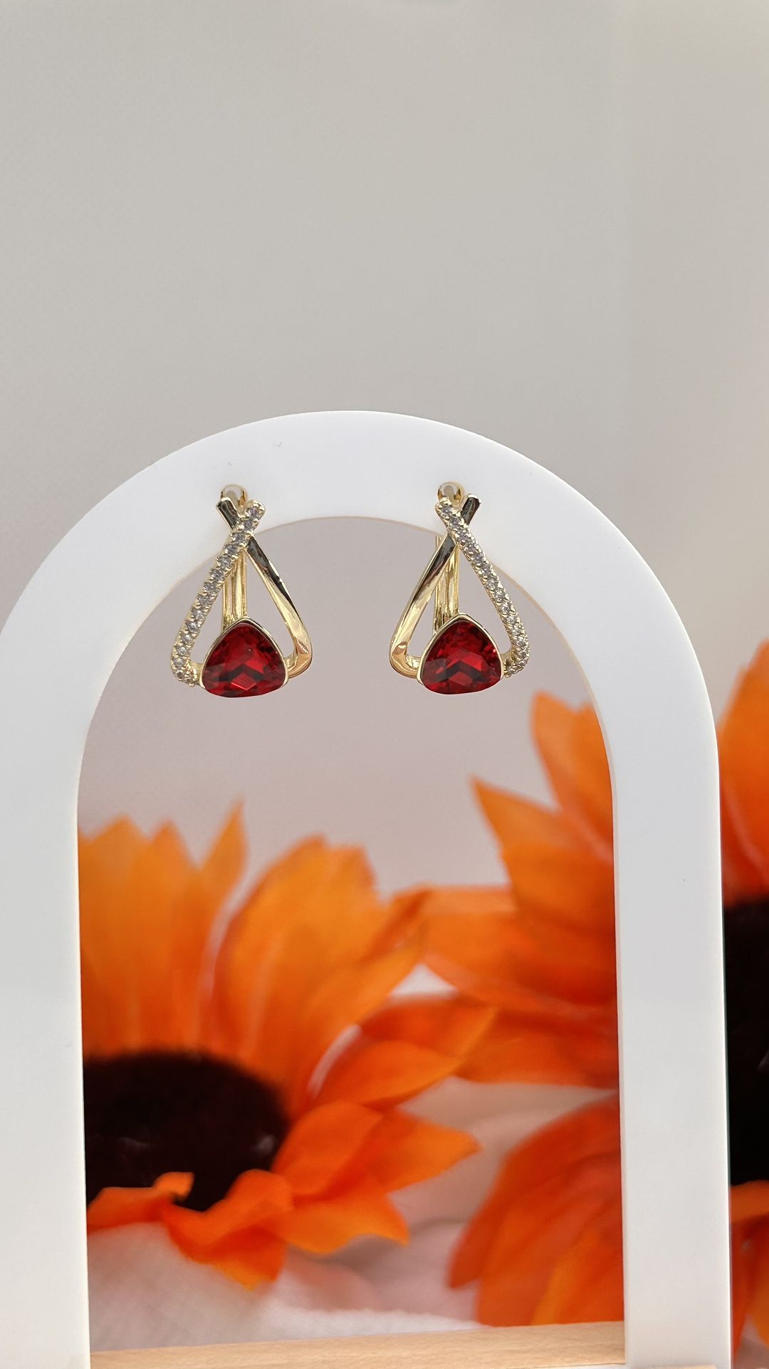 Elegant Gold and Red Earrings