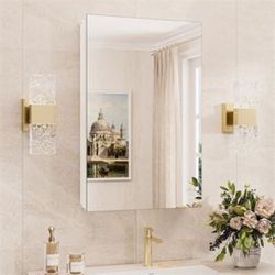 TokeShimi 16x26 Farmhouse Mirror With Makeup Cabinet
