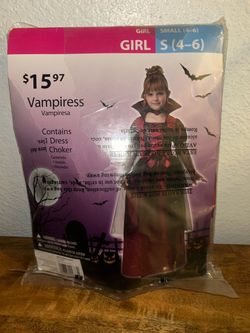 New Girls Vampiress Costume Size S (4-6 )