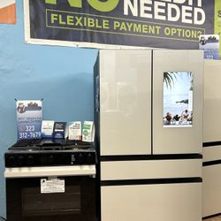 Samsung Family Hub Refrigerator And Bespoke Slide In Gas Range With Dishwasher