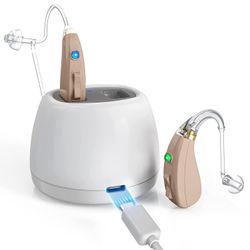 Rechargeable Hearing Amplifiers (Pair) for Seniors and Adults,Behind-The-Ear (BTE) Ear Amplifier with DSP Digital Chip & Noise Cancellation,Digital He