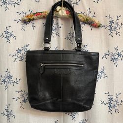 Coach Black Pebbled Leather Tote Bag