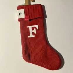 WonderShop Red Knit Christmas Stocking with Initial F NWT Festive Christmas