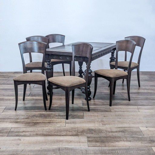 Antique Dining table with 6 Sibau Italian Dining Chairs