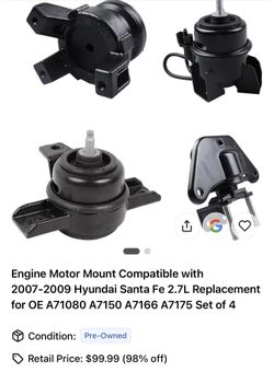 Engine Motor Mount Compatible with 2007-2009 Hyundai Santa Fe 2.7L