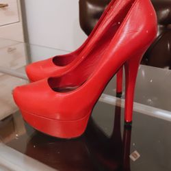 Red Platform Pumps