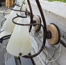 Rustic Iron Wall Sconces with Glass Shades – Set of 2