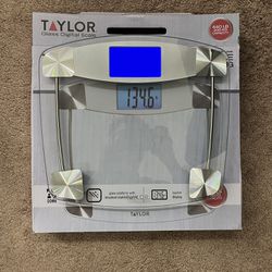 Taylor Glass Digital Scale 440LB Capacity. Stainless Steel Accents.