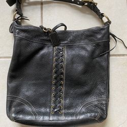 Coach 1941 Black Laced Studded Pebbled Leather XL Shoulder Bag