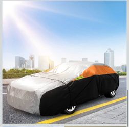 Full Car Cover Silver Black and Orange