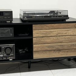 Modern TV Console —Media Cabinet – Black & Wood Finish
