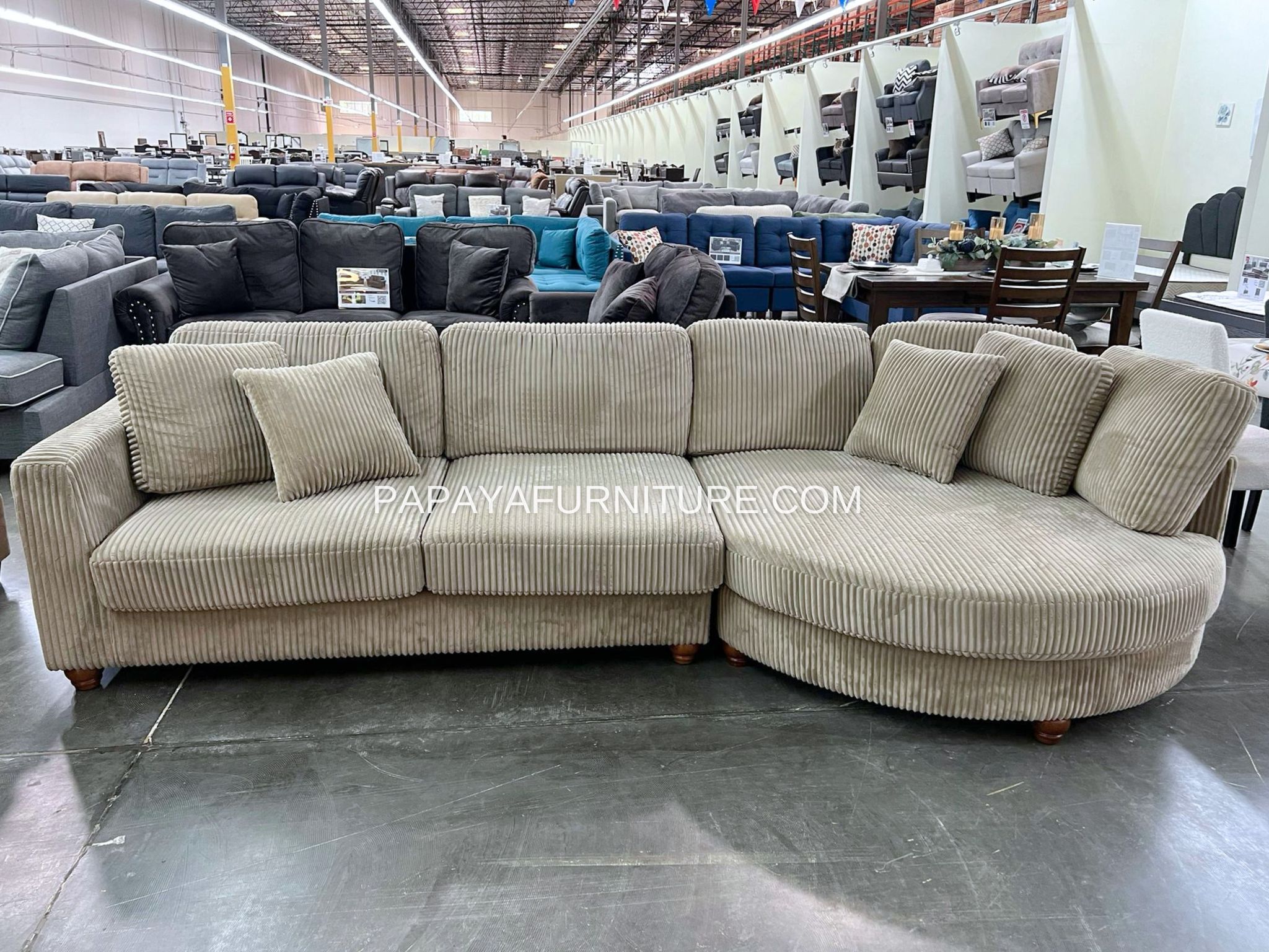 New! 125”L Ultra wide seat cushions Plush Sectional, Modern Sectional, Contemporary Sectional, Camel Sectional, Sofa, Couch, Round Shape Sectional Cha