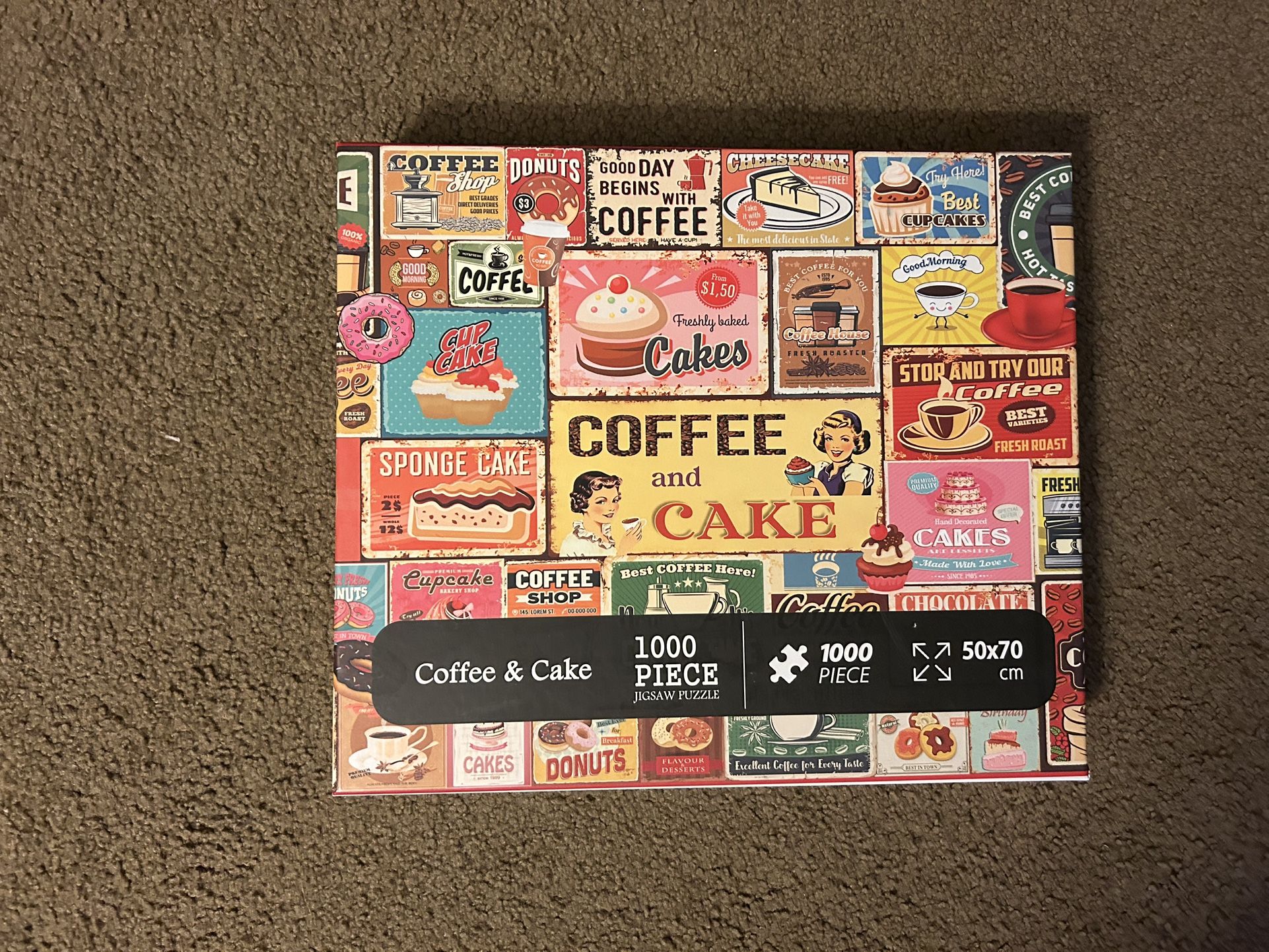 Premium “COFFEE and CAKE” Puzzle, 1,000-pieces, LIKE NEW