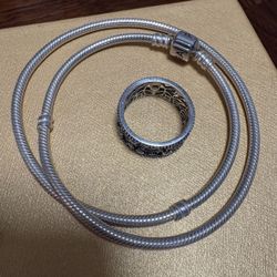 Pandora Necklace Silver Choker 16inch