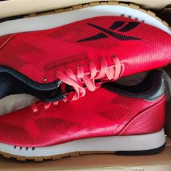 Reebok Classic, Cl Leather ATI Man, Black,Red, White Trim, Bubble Gum Bottom, Size 9