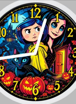 Coraline Jones Halloween art clock