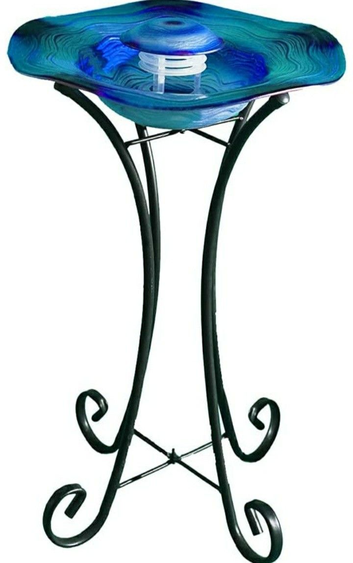 XBrand Floor Mist Fountain w/ InlineXBrand Floor Mist Fountain w/ Inline Control Glass Metal, 27 Inch Tall, Bl lass Tall, Blue