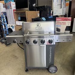 Bbq grill gas propane charbroil with side burner  x cover