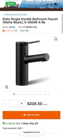 Kohler black faucet