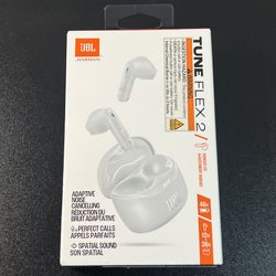 Genuine JBL Tune Flex 2 Wireless Bluetooth Active Noise Canceling Earbuds WHITE