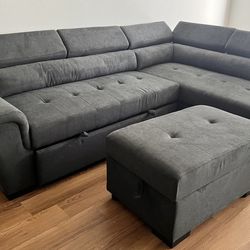 Brand New Sleeper Sectional Sofa With Storage and Ottoman … Delivery Available 🚚