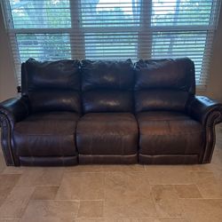 Genuine Leather Couch And Love Seat W/ Power Recliners