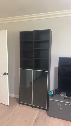 Billy book shelves with door cabinet x 2