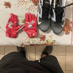 Football Cleats And Gloves