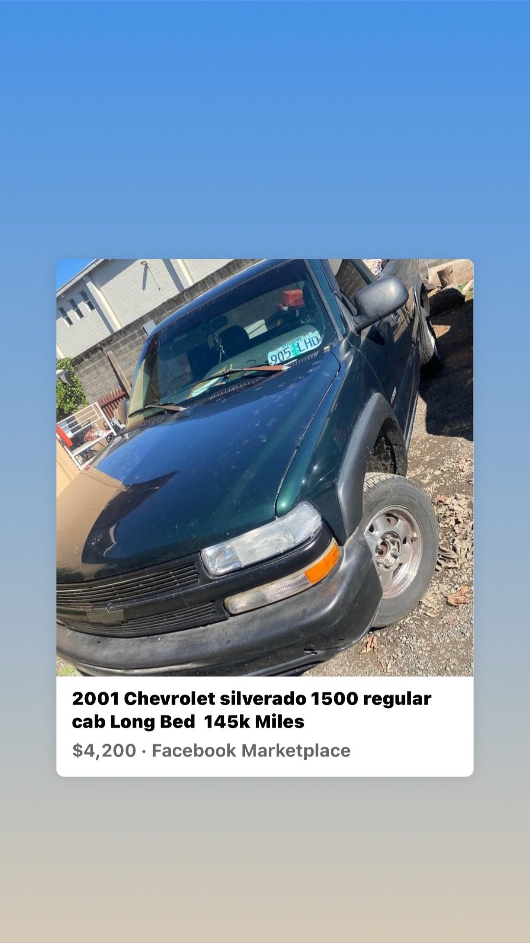  2001 Chevy Silverado  4x4 $3500