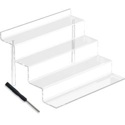 Utopia Home Clear Display Stand (Pack of 2) - (12x9 Inch) Display Shelf & Acrylic Display Riser for Decoration - 4 Tier Perfume Organizer - Acrylic St