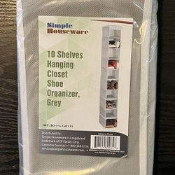 Simple Houseware 10 Shelves Hanging Shoes Organizer Holder for Closet, Grey 