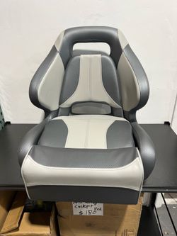 NORTHCAPTAIN Premium Pontoon Captain's Chair Sport Flip Up Boat Bucket Seat with Boat Seat Cover,Light Grey/Charcoal