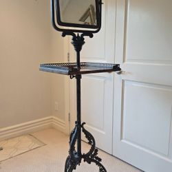 La Barge Brass Mirror On Ornate Stand