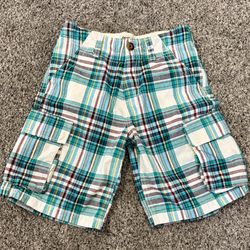 OshKosh B'Gosh Cargo Flat Front Adjustable 6-Pocket Plaid Shorts Sz 6