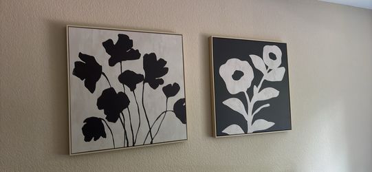 Black and White Floral Art Pieces (2)