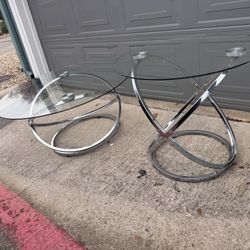 Glass Coffee table With side table
