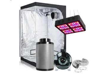 BloomGrow 48''x48''x80'' 600D Mylar Grow Tent + 6'' Fan Filter Duct Combo + 600W Full Spectrum LED Light Indoor Grow Tent Complete Kit
