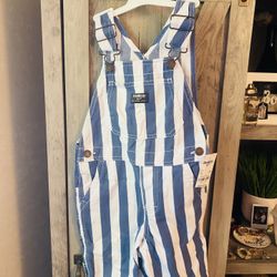 Boys 5T OshKosh Denim Striped Overalls NEW With Tags