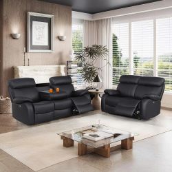 Power Recliner Loveseat Sofa Couch Set of 2pc